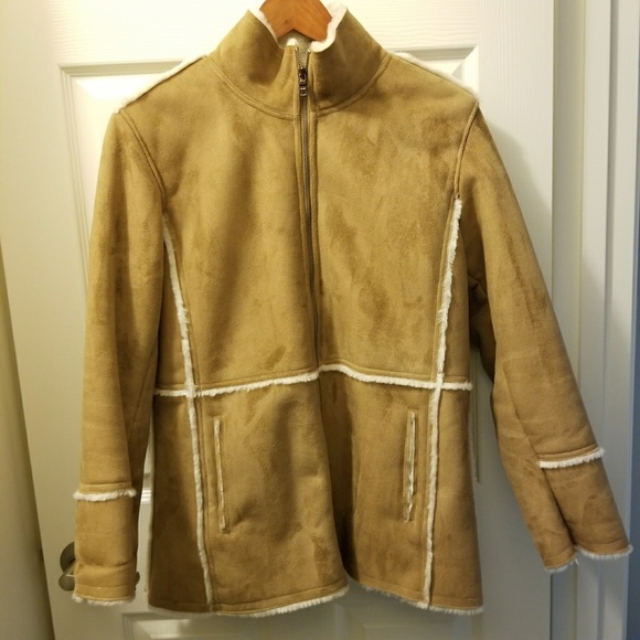 Suede Like /Fur Lined Jacket Mid Length - Picture 6 of 8